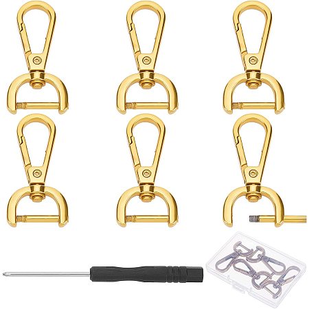 GORGECRAFT 1 Box 6PCS Replacement D-Rings Swivel Snap Hooks 5/8 Inch Rotatable Push Gate Clip Lobster Claw Clasp Buckle with Screwdriver Alloy Iron for DIY Leather Craft Purse and Purse Hardware