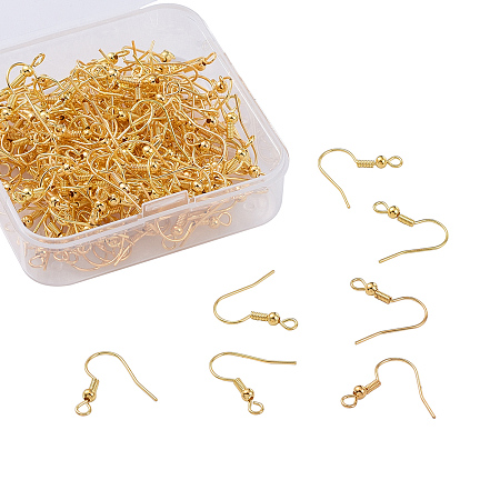 ARRICRAFT Iron Earring Hooks, Ear Wire, for Dangle Earring Making, Golden, 18x0.8mm, Hole: 2mm, 200pcs/box