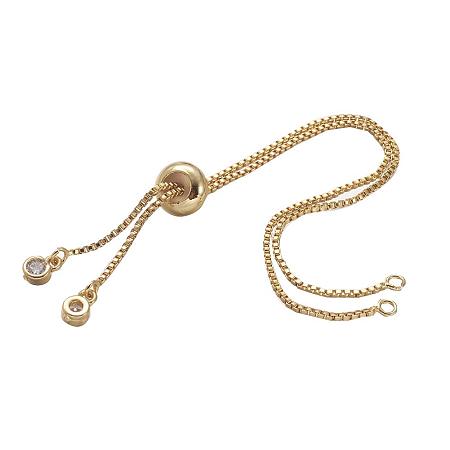 ARRICRAFT 20pcs Rack Plating Environmental Brass Chain Bracelet Makings with Rhinestone, Long-Lasting Plated, Slide Extender Chain, Cadmium Free & Lead Free, Golden
