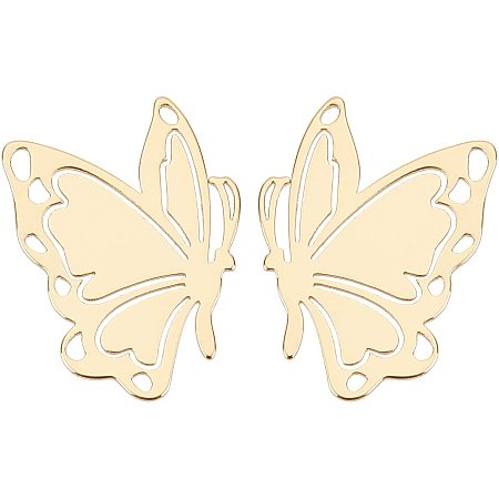 BENECREAT 10 Sets Gold Brass Butterfly Wing Pendant Links Charms(20x15x0.7mm) 18K Gold Plated Connector Pendant Charms for Earrings Bracelet Necklace Jewelry Making