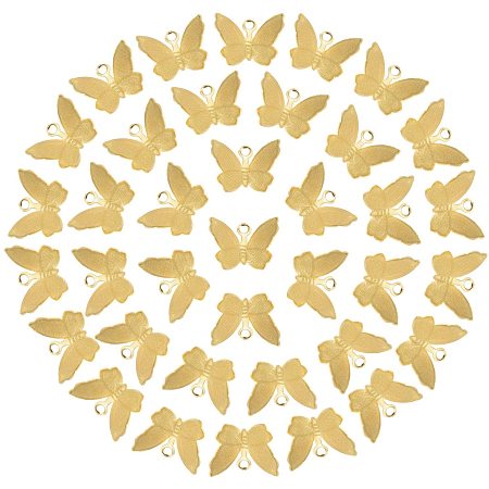 NBEADS 120 Pcs Golden Butterfly Charms, Brass Mini Butterfly Animal Pendants for DIY Jewelry Necklace Bracelet Making