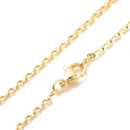 Honeyhandy Brass Box Chains Necklace for Women, Cadmium Free & Lead Free, Real 18K Gold Plated, 17.09 inch(43.4cm)