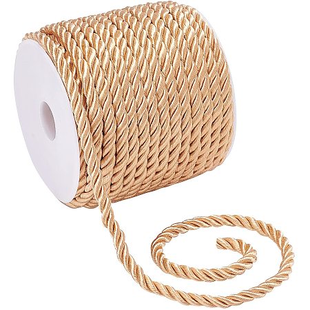 Pandahall Elite 18m/19.6 Yard Twisted Cord Rope 5mm Goldenrod Twisted Cord Trim Polyester Braided Cord Twine Cord Rope for Honor Cord Curtain Tieback Upholstery Gift Bags Embellish Costumes Home Decor