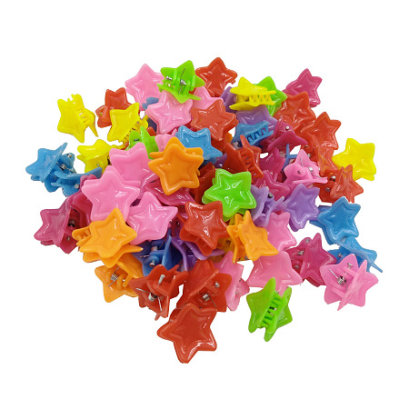 Honeyhandy Kids Hair Accessories, Plastic Claw Hair Clips, Star, Mixed Color, 18x18mm, about 100pcs/bag