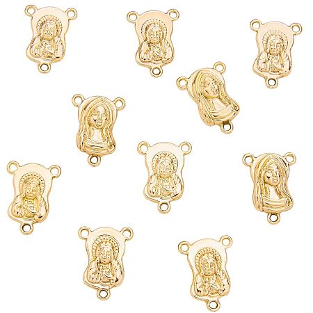 Pandahall Elite 10pcs Alloy Virgin Links Chandelier Components Links with 3 Loops Unfading Golden Connector Beads for Rosary Bead Necklace Making 20x15x5mm, Hole 2mm