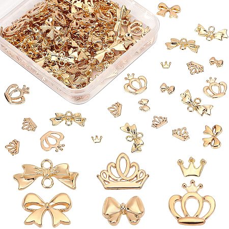 OLYCRAFT 180pcs Crown & Bowknot Resin Fillers 6-Style Alloy Epoxy Resin Supplies Resin Accessories Resin Filling Charms Cabochons for Nail Art Resin Jewelry Making
