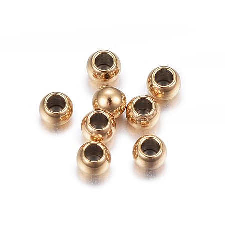 Honeyhandy Ion Plating(IP) 304 Stainless Steel Beads, Rondelle, Golden, 2.5x1.8mm, Hole: 1.2mm