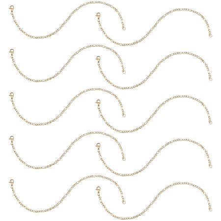 UNICRAFTALE 10pcs 3 mm About 22cm(8.66 Inches) 304 Stainless Steel Necklace Chain Figaro Chain Necklace with Lobster Clasps Necklace Chain in Gold for Men and Women