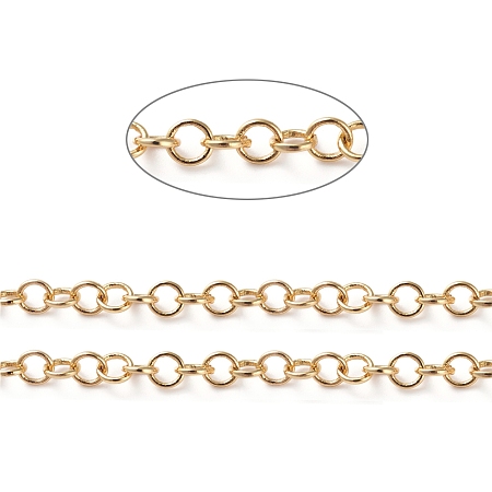 Honeyhandy Soldered Brass Rolo Chains, Belcher Chain, Long-Lasting Plated, Real 18K Gold Plated, 3.5x0.8mm