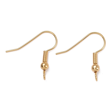 Honeyhandy Brass Earring Hooks, with Vertical Loop, Long-Lasting Plated, Real 18K Gold Plated, 19x20x3mm, Hole: 3mm, Pin: 0.5mm