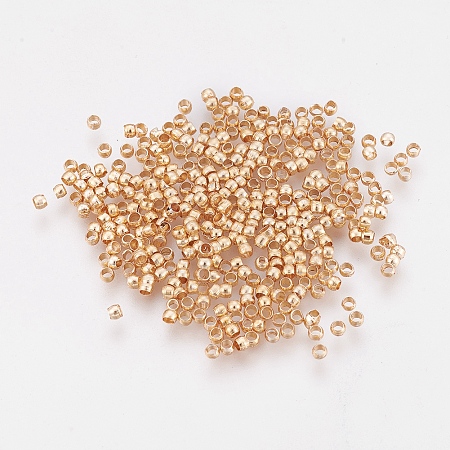 Honeyhandy Brass Crimp Beads, Long-Lasting Plated, Rondelle, Light Gold, 2x1.5mm, Hole: 1mm, about 500pcs/5g