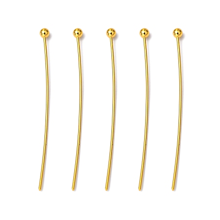 Honeyhandy Brass Ball Head Pins, for DIY Beading Charm Making, Cadmium Free & Lead Free, Golden, 30x0.5mm, 24 Gauge, Head: 2mm