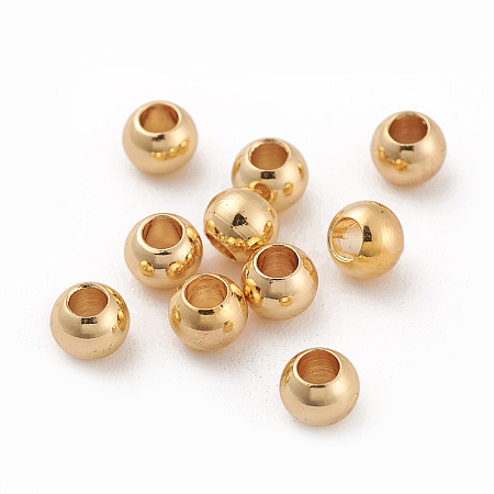 ARRICRAFT Brass Spacer Beads, Rondelle, Nickel Free, Real 18K Gold Plated, 5x3mm, Hole: 2.5mm