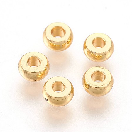ARRICRAFT 304 Stainless Steel Spacer Beads, Flat Round, Golden, 4x2mm, Hole: 1.6mm