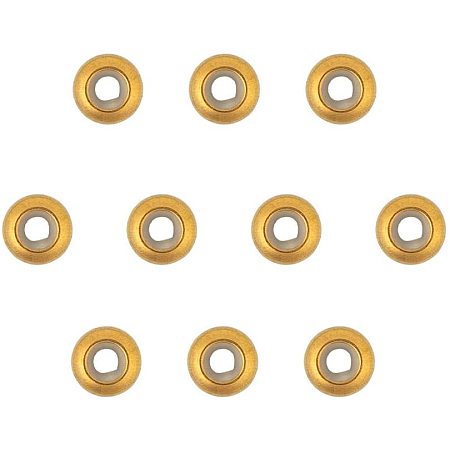 UNICRAFTALE 10pcs 304 Stainless Steel Beads with Plastic Golden Slider Beads Stopper Beads 3mm Hole Rondelle Beads Loose Beads for DIY Bracelet Jewelry Making 9x4.5mm