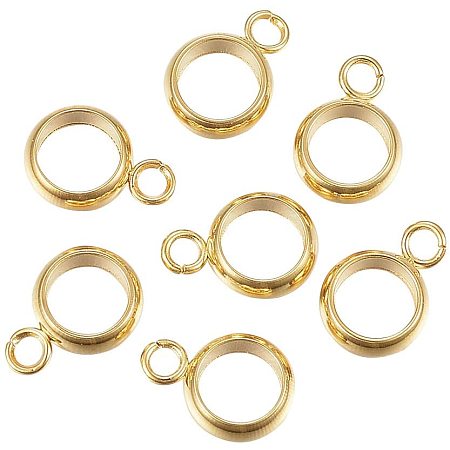 UNICRAFTALE 10pcs Stainless Steel Hanger Links Golden Pendant Bail Hanger Links Rondelle Bail Beads for Bracelets Necklaces Jewelry Making