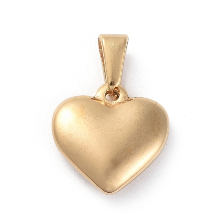 Honeyhandy 304 Stainless Steel Pendants, Puffed Heart, Golden, 16x16x5mm, Hole: 7x4mm
