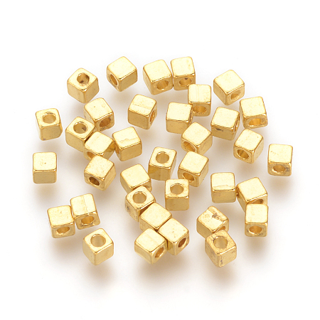 ARRICRAFT Tibetan Style Alloy Spacer Beads, Cube, Golden, 3.5x3.5x3.5mm, Hole: 2mm