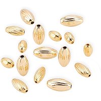 BENECREAT 60Pcs 18K Gold Plated Brass Beads Corrugated Spacer Oval Beads 1mm Hole 3 Mixed Size Beads for Necklaces, Bracelets and Jewelry Making