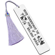 FINGERINSPIRE Inspirational Stainless Steel Bookmarks - Never Underestimate The Power of A Well-Read Woman Metal Engraved Bookmark with Tassel Gift Box for Book Lovers Book Club Woman