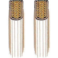 SUPERFINDINGS 2 Pieces Fashionable Tassel Epaulettes Golden Shoulder Badge Plastic Epaulet Shoulder Decoration with Iron Chains for Jackets Metal Punk Fringe