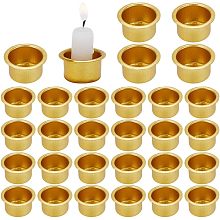 PandaHall Elite 30pcs Gold Tea Light Tins Cups Metal Candle Cups Candlestick Holder Cup Aluminum Metal Candle Inserts for Christmas Wedding Table Decoration Jar Candle Making 1 inch