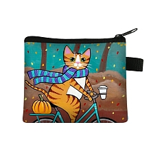 Honeyhandy Cute Cat Polyester Zipper Wallets, Rectangle Coin Purses, Change Purse for Women & Girls, Colorful, 11x13.5cm