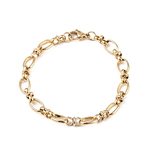 Honeyhandy Ion Plating(IP) 304 Stainless Steel Bowknot & Oval Link Chain Bracelet for Women, Golden, 7-1/2 inch(19.1cm)