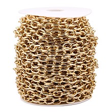 Honeyhandy Aluminium Cable Chains, Unwelded, with Spool, Golden, 12.5x9.5x2mm, about 65.62 Feet(20m)/Roll