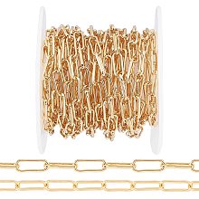 ARRICRAFT 16.4 Feet Real 18K Gold Plated Brass Cable Chains, 1 Roll Paperclip Metal Chains for Jewelry Making (Single Link: 3.6x10x1.1mm)