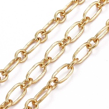 Honeyhandy Brass Chains, Oval Link Chains, with Spool, Long-Lasting Plated, Unwelded, Real 18K Gold Plated, Link: 9x4.5x1mm, 5x4x1mm, 5m/Roll