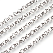 Honeyhandy 304 Stainless Steel Rolo Chains, Belcher Chain, Unwelded, Stainless Steel Color, 6mm