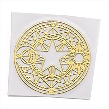 Honeyhandy Self Adhesive Brass Stickers, Scrapbooking Stickers, for Epoxy Resin Crafts, Flat Round with Star, Golden, 3.1x0.05cm