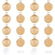 UNICRAFTALE About 30 Sets 8mm Flat Round Pendant Bezels with Cabochons Stainless Steel Charms Pendant Cabochon Settings for DIY Jewelry Making, Golden