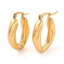 Honeyhandy Ion Plating(IP) 304 Stainless Steel Twist Oval Hoop Earrings for Women, Golden, 28x20.5x5.5mm