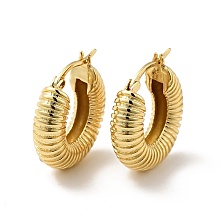 Honeyhandy Rack Plating Brass Croissant Hoop Earrings for Women, Real 18K Gold Plated, 21x20x6mm, Pin: 0.8mm