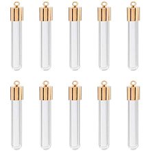 PH PandaHall 20 pcs Long Clear Glass Bottles Hanging Tube Wish Bottles with 20 pcs Golden Metal Caps for Earring Necklace Pendant Jewelry Making