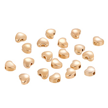 BENECREAT 20 PCS  Gold Plated Beads Metal Beads for DIY Jewelry Making and Other Craft Work - 5.5x6x3.5mm, Heart Shape