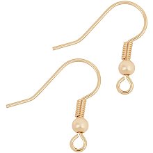 BENECREAT 100pcs 18K Gold Plated French Earring Hooks with Ball Dangle Earring Findings for DIY Earring Making, 18x18x0.7mm