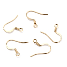 Honeyhandy Brass Earring Hooks, Ear Wire, with Horizontal Loop, Real 24K Gold Plated, 20x18x1.8mm, Hole: 1.5mm, Pin: 0.8mm