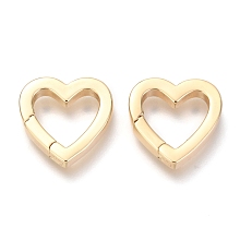 Honeyhandy Brass Spring Gate Rings, Heart, Real 18K Gold Plated, 16x16x2mm, Inner Diameter: 9mm