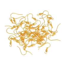 Arricraft Brass Earring Hooks, Ear Wire, Golden, 18x17x0.8mm, Hole: 2mm, 100pcs/set