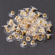 Honeyhandy Brass Bullet Clutch Earring Backs with Pad, for Stablizing Heavy Post Earrings, with Plastic Pads, Ear Nuts, Golden, 12x7mm, Hole: 1mm