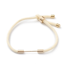 Honeyhandy Braided Nylon Cord Bracelet Making, with Brass Findings, Creamy White, 9-1/2 inch(24cm), Link: 30x4mm