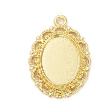 Honeyhandy Alloy Pendant Cabochon Settings, Plain Edge Bezel Cups, Oval, Golden, Tray: 18x13mm, 32x23x4mm, Hole: 2mm