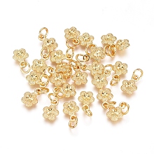 Honeyhandy Electroplated Alloy Charms, Long-Lasting Plated, Brass Jump Ring, Flower, Golden, 9.5x7x3mm, Hole: 3.5mm