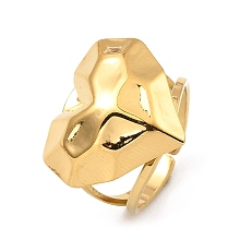 Honeyhandy 304 Stainless Steel Open Cuff Rings, Hammered Heart, Real 18K Gold Plated, Inner Diameter: 17mm