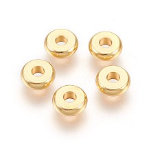 Honeyhandy 304 Stainless Steel Spacer Beads, Flat Round, Golden, 6x2mm, Hole: 1.8mm