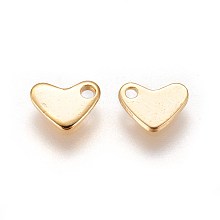 Honeyhandy 304 Stainless Steel Charms, Stamping Blank Tag, Heart, Golden, 5.5x7.5x0.9mm, Hole: 1.2mm