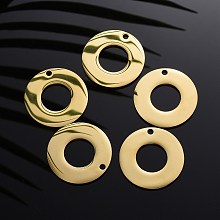 Honeyhandy 304 Stainless Steel Pendants, Manual Polishing, Blank Stamping Tags, Circle Ring, Golden, 30x1.8mm, Hole: 1.6mm